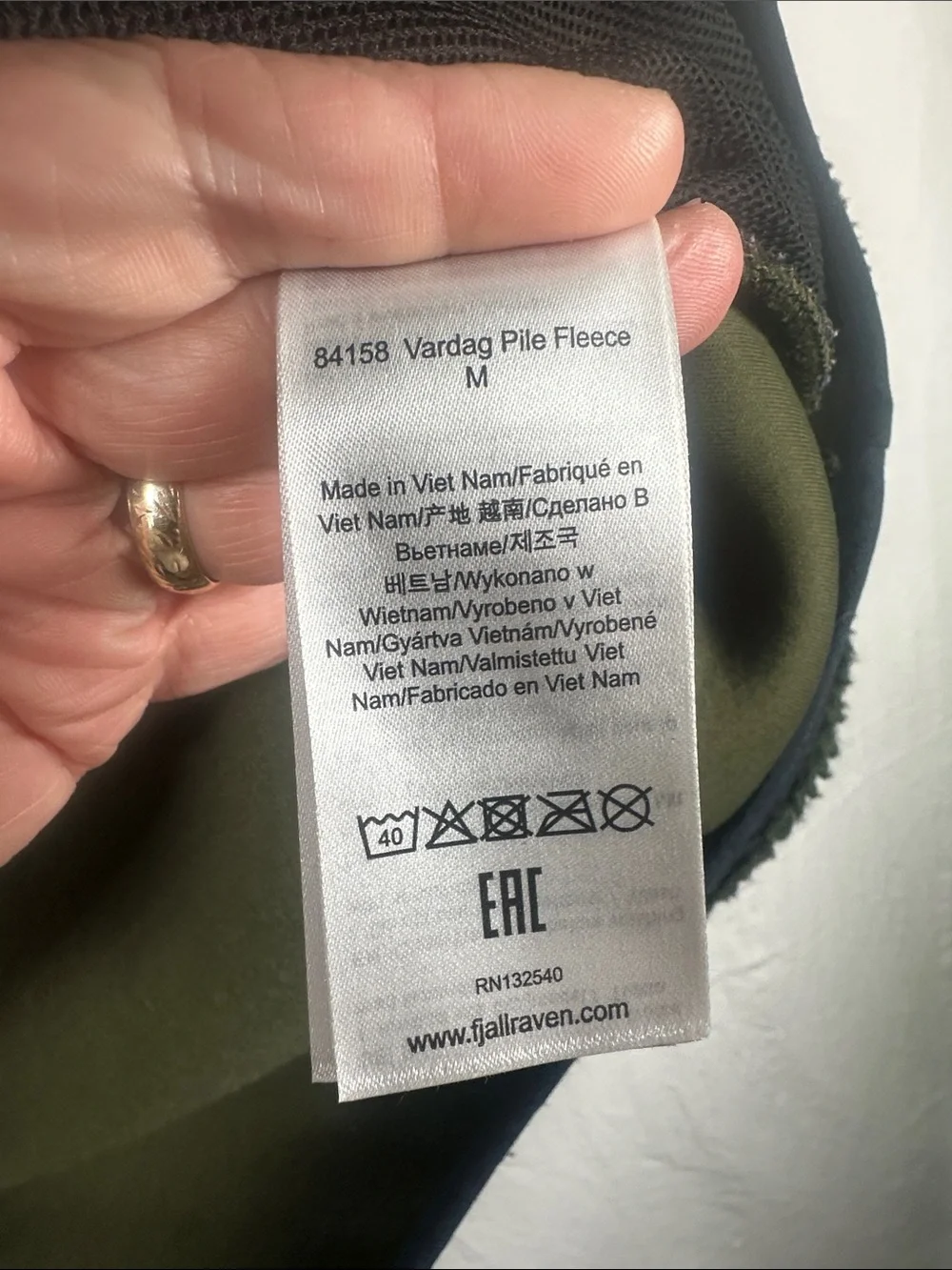 Fjallraven Olive Green Sherpa Jacket with Navy Chest Pocket